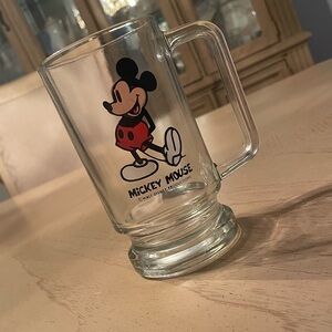 Vintage Disney Mickey Mouse Glass Beer Mug Stein Collectible (mid 80s)